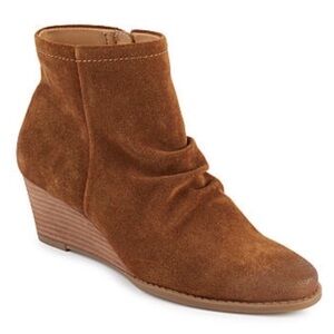 Franco Sarto ‘Winston’ Cognac Suede Wedge Ankle Bootie Size 7.5 M